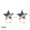 Nouvelle mode créative goutte d'huile incrustée de zircon étoile à cinq branches amour couple boucles d'oreilles personnalité drapeau américain hommes et femmes Earri Q0709