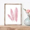 絵画ピンクの植物ポスターキャンバス絵画羽の羽の壁紙シンプルなアートクラフトノルディックプリント写真のホームオフィスの装飾