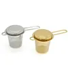 Tea Tools Reusable Mesh Teas Infuser Rostfritt Stål Strålare Lös blad Tekanna Spice Filter med lockkoppar Köksartiklar 2060