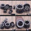 Tapones Túneles Entrega de gotas 2021 50 unids / lote Mezcla 3-10 mm Acrílico Negro Ear Plug Piercing Crystal Flesh Tunnel Body Jewelry Jrsi8