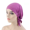 Muzułmańska przedkłada Trzewa Turban Kobiety Indie Head Wrap Kapelusze Kapelusze Head Cover Strata Włosy Szalik Bandana Headwear Chemo Czapki Czapki