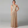 Elegant Backless Party Vestidos Sexy V Neck Srapless Maxi Kvinnor Klänning 5 Sätt att bära Robe Longue Femme Wrap Vintage Lady Dresses 210507