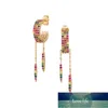 Stud Gold Filled Trendy Women Jewelry Summer Winter Rainbow Design Micro Pave Cz Tassel Charming Earring Jewelry1