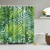 Green Tropical Plants Shower Curtain Bathroom Waterproof Polyester Shower Curtain Leaves 3d Printing Bath Curtains wIth 12 210402