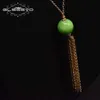 GLSEEVO Handmade Natural Fresh Water Pearl Jade Long Pendant Necklace For Women Sweater Chain Fine Jewelry collares GN0186