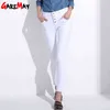 Jeans pour femmes coréenne femme femininas blanc denim taille haute crayon pantalon skinny femme vêtements pour femmes femme 210428