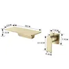 Brushed Gold Brass Basin Faucet Waterfall Output H And Cold Water Wall Mounted Split Independent Switch Taps