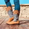 Çizmeler Nakış Kış Ayakkabı Kadın Kovboy Ayak Bileği Kadın Topuk Cowgirl 2021 Moda
