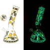 Glazen Bong Roken Waterpijp Waterpijp 8.3inch Glow in the dark Bee Sticker Shisha Pipes Dab Rig Filter Beaker Bubbler W/ICE Catcher Bongs