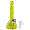 7.4 '' Breaker Bong Bongs de silicona Dab Rigs Pipa de agua Pipas para fumar Plataforma petrolera Tazón de vidrio libre impreso