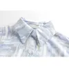 [Deat] lente mode tops single-breasted printing tie dye lange turn-down kraag losse vrouwen shirt 13d054 210527