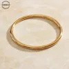 Sommar Summer Style 18kgp Gold Filled Bangles Simple, No-Nonsense Cirkels Bruiloft Armband Bijoux Dames Q0719