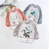 Bavoir pour bébé en bas âge, ensemble imperméable à imprimé animal, fille et garçon, chiffons à roter, manches longues, dessin animé, tablier d'alimentation pour enfants, combinaison de manger6781580