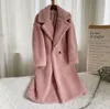 ZADORIN Cappotto di orsacchiotto solido caldo spesso invernale Donna Cappotto di pelliccia di agnello finto rosa oversize da donna Giacca lunga in pelliccia sintetica 211019