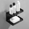 Дервичный держатель для мыла ванной комнаты из нержавеющей стали черная кухня мыло мыло настенный душ Caddy стойка двойной слой косметический шампунь шельф 2111119