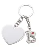 Romantic Sublimation Blank Couple Keychain Pendant Heat Transfer Heart Shaped Keychains DIY Valentine's Day Gift Keyring