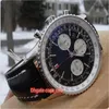 Relógio de fábrica de luxo 43mm preto rosto aviação timing 1 série ETA 7750 movimento cronógrafo moda mens qualidade safira relógios