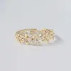 14K Real Gold Big Bling Butterfly CZ Женщины Кольцо Регулируемая антиаллергия AAA Циркония Bague Anillos Ювелирные Изделия Подвеска Аксессуары X0715