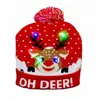 Inverno LED chapéus chapéus Designer Quente Pom Beanie com Moose Snowman Papai Noel Árvore de Natal Jacquard Weave Gorro para Adultos Mens Womens Cabeça de Crianças Cabeça