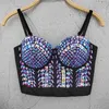 3 Colors Women Sexy Designer Beading Gold Blue Cotton Camisole Tops Summer High Street Short Camis Crop 210527