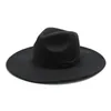 9 5cm Grande Brim Wool Felt Fedora Chapeaux avec Bow Belts Femmes Men Big Simple Classic Jazz Coupres Couleur solide Robe Formal Church Cap292731519