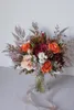 Fleurs de mariage HIMSTORY Vintage Artificielle Glace Orange Couleur Bouquets À La Main Soie Rose Main Tenant Bouquet230h