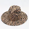 2021 Zebra styl druku Boater Wiosna Summer Hurtownie Fedora Czapki Kapelusze Kobiety Mężczyźni Szeroki Brim Unisex Jazz Czapka Kapelusz dla dorosłych 60cm