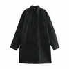Bluzka Kobiety Czarne Oversize Długa Koszula Spadek Collared Button Up Sleeve Top Female Casual 210628