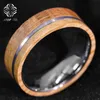 Bague de mariage en tungstène pour hommes, 8mm, avec baril de whisky, bande brossée en bois, 75190752417541