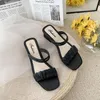 Sandals 2021 Fashion Women Summer Solid Pleated Leather Strap Chunky Heel Casual Leisure Ladies Shoes Female Outdoor Beach