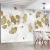 Benutzerdefinierte Wandbild Tapete 3D Golden Ginkgo Blatt Blatt Vogel Marmor Wand Papier Wohnzimmer TV Sofa Schlafzimmer Hintergrund Dekor Papel de Parede