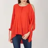 Blusas de mujer Camisas de talla grande S-6XL mujer verano Casual Sexy fuera del hombro camisa de manga corta con cordones sólido cuello redondo Tops sueltos Blusas