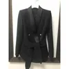 High Street Newest Fashion 2021 Designer Blazer Women's Shawl Collar Double Breasted Metal Buttons Belt Blazer Jacket x0721
