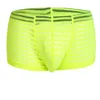 Cuecas sexy malha listrada gelo seda boxers shorts homens ver através de homens transparentes roupa interior masculino gay pênis bolsa308j