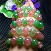 Beaded Strands Natural Red Green Strawberry Quartz Crystal Round Beads Bracelet 13-12mm Trum22