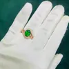 Kluster Ringar Trendiga Kvinnor Rose Guld Smycken Ovala Emerald Zircon Gemstone För Förlovning Party Open Promise Finger Ring Tillbehör Gåva