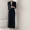 Autumn Winter Chic Women's Pant Suits Single Breasted Short Notched Blazer & Office Wear Suit Female Sets 210428