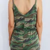 Damskie kombinezony Panieki Army Green Camouflage Głębokie V Bez Rękawów Elastyczna Talia Sling Damska Kombinezon Kieszenie Slim Casual Compantes Lace Up