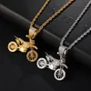 PendantsNecklaces MotorcycleClaces ICed Out Bling Cubic Cyrkon Copper Moto Collar Chain dla Mężczyzn Hip Hop Rock Charm Jewelry