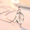 6mm Smart Perlen Anhänger Sterling Silber Schlüsselbein Halskette Weibliche Schmuck Natürliche Süßwasser Perle Hochzeit Geschenk 18 Karat Weißgold Plattiert