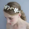 Light Gold Floral Wedding Tiara Handmade Crystal Bridal Vine Crown Fashion Women Headpiece Brides Hair Jewelry