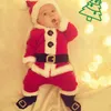 Детская одежда Baby Boy Set 4PCS Младенческая Санта-Клаус Топы + Брюки + Шляпа + Носки Устанавливает Новорожденные Детские Одежда для 0-24 м G1023