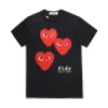 COM CDG HOLIDAY Heart PLAY Japanese brand embroidery Christmas peach limited edition T-shirt cotton short sleeved