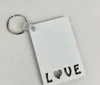 DHL100pcs pendentifs Sublimation bricolage blanc blanc lettre d'amour évider Double face carré porte-clés