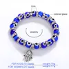 Turkey Evil Blue Eyes Beaded Bracelets Chain Men Women Religious Hamsa Hand Charm Bracelet Bangles Handmade Jewelry