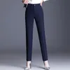 Pantalones de mujer de cintura alta de talla grande Ropa de trabajo negra Oficina elegante recta calidad femenina pantalones casuales grises 220211