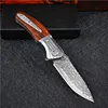 Flipper Klappmesser VG10 Damaststahl Drop Point Klinge Palisander + Griff aus rostfreiem Stahl EDC Taschenmesser