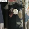 Kobiety Vintage Atrament Malarstwo Kwiat Druku Smock Bluzka Office Lady Retro Plees Elastyczne Szczupłe Koszule Chic Blusas Topy LS7528 210420