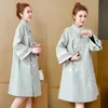 Abbigliamento etnico ricamo qipao da donna stile vintage plus size cinese abito moderno migliora la tuta tangsam femminile ispessuata 5xl hanfu