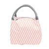 Storage Bags Insulated Lunch Bag Reusable Tote Stripes With Front Pocket Zipper Closure For Office Picnic Travel Kids